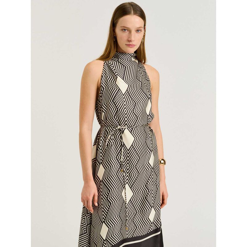 Veronika Maine Geo Tile Border Asymmetric Dress image number 3